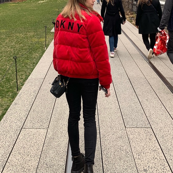 dkny velour padded jacket
